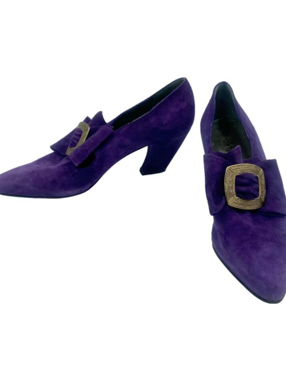 Vintage Peter Fox Purple Suede Buckle Heels Marie Antoinette 9B
